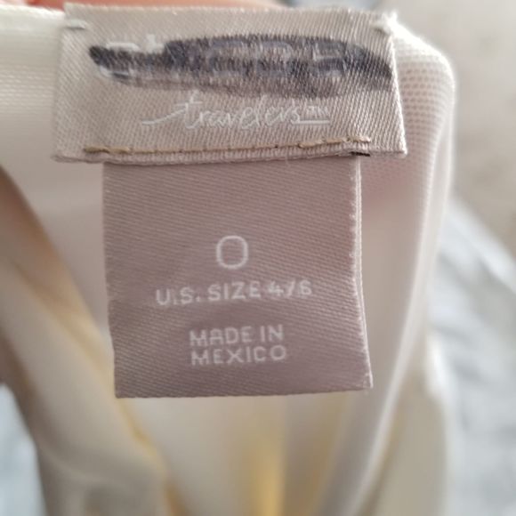 Chico's Travelers V neck Flutter Sleeve Ivory Top Size 0 - Picture 8 of 10